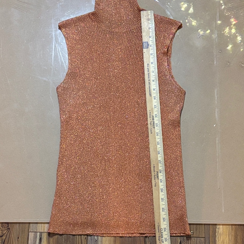Luisa Spagnoli Sparkling Copper Sleeveless Turtleneck Sweater medium - Picture 4 of 7